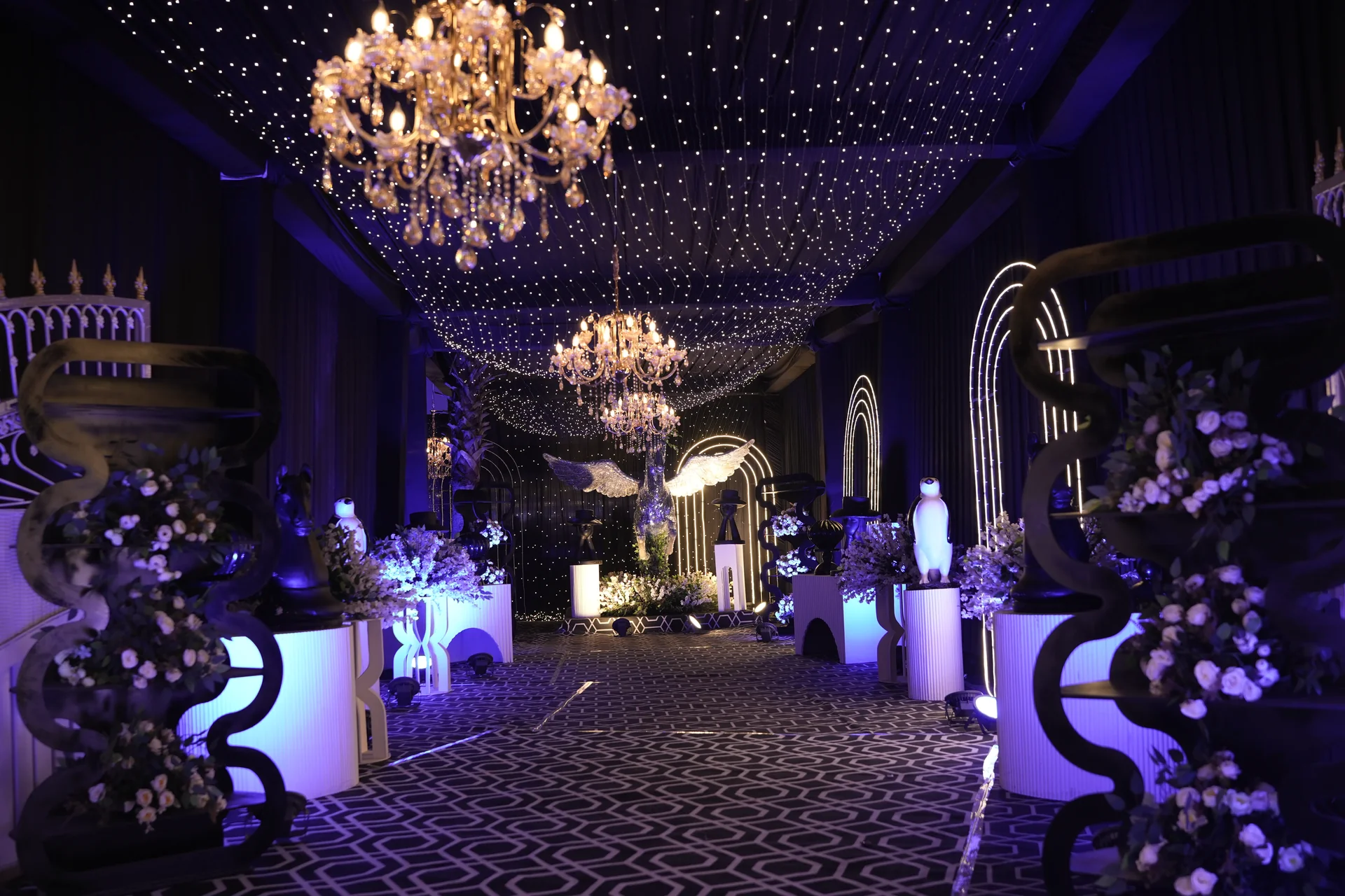 Royal Walkway with Chandeliers